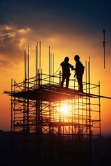 Fototapeta premium Engineer worker building construction site, generative ai