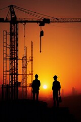 Engineer worker building construction site, generative ai