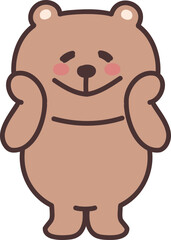 Cartoon teddy bear being enchanted by something. Vector illustration isolated on a transparent background.