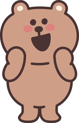 Cartoon teddy bear being fascinated by someone. Vector illustration isolated on a transparent background.
