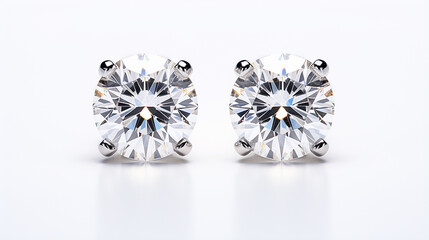 elegant simple design large diamond solitaire earrings isolated on white background