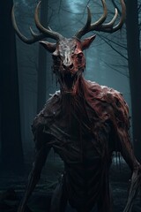 Naklejka premium Zombie deer, generative ai