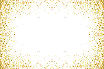Abstract gold glitter luxury border frame on transparent or white background
