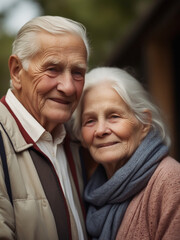 An elderly couple who have been together happily all their lives.