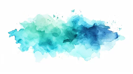 Deurstickers 青緑の抽象的な水彩画GenerativeAI © enopi