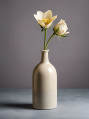 the-flower-in-a-ceramic-bottle-without-pattern-on-a-studio-backgroundmodern-style
