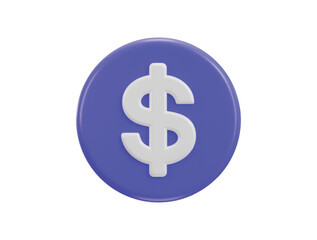 dollar icon on rounded button 3d rendering vector illustration