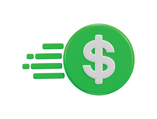 firstest growing dollar currency icon 3d rendering vector illustration