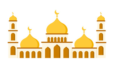 Cute cartoon mosque muslim building vector illustration