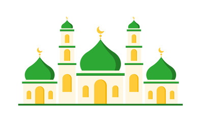 Flat illustration mosque building decoration vector illustration