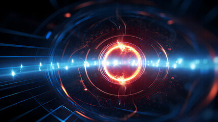 Fototapeta premium Globally connected communication technology globe showing concept of internet, internet of things, cyberspace, global business, innovation, big data science, digital finance, blockchain