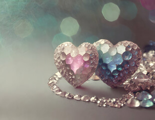 diamond heart on pink background