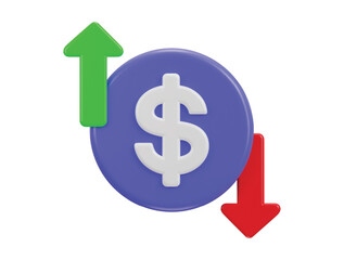 dollar transfer icon 3d rendering vector illustration