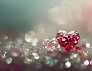 diamond heart on pink background
