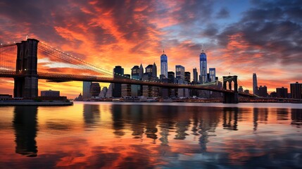 Fototapeta na wymiar New York city sunset panorama
