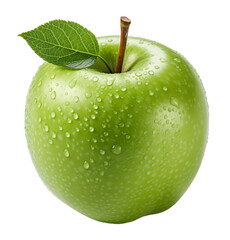 portrait of green apple fruit isolated on transparent background, generative ai