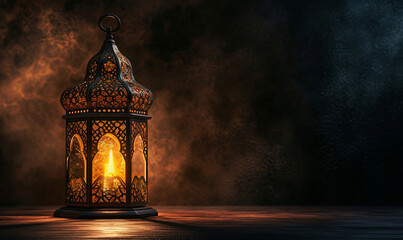 "Stunning Arabian Lantern Photograph Emitting a Soothing, Brass-Tinted Glow, Perfect for Enhancing Spiritual and Serene Environments."