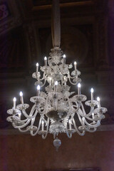 A Huge Decorated Glass Chandelier Made In murano, Near Venice, In Italy