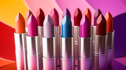 Colorful Lipsticks in Vibrant Background
