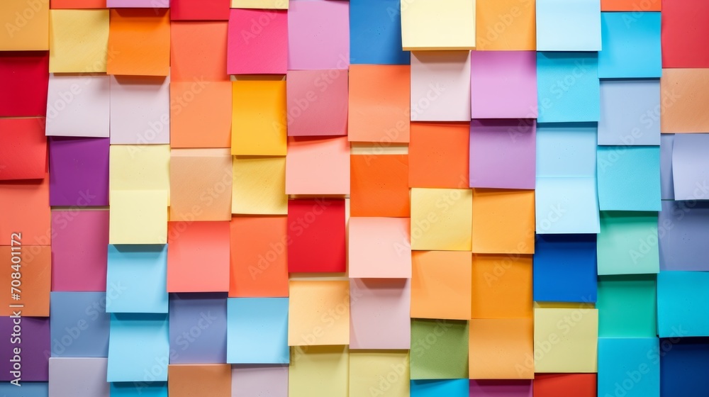 Aufkleber Array of multi-colored sticky notes Generative AI