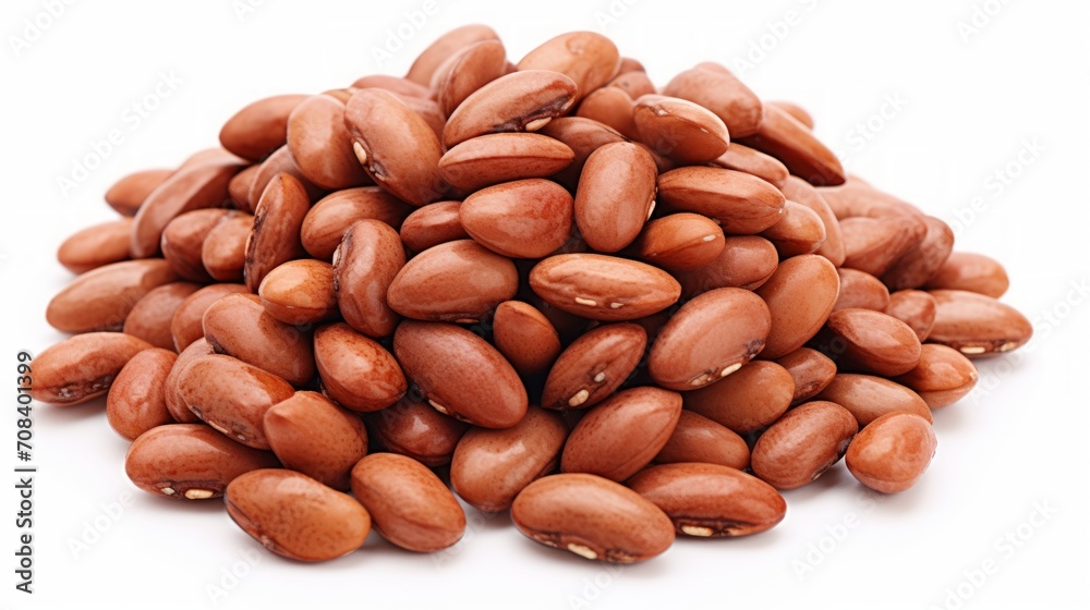 Poster Close-up realistic photo of a small mound of pinto beans on a white background Generative AI