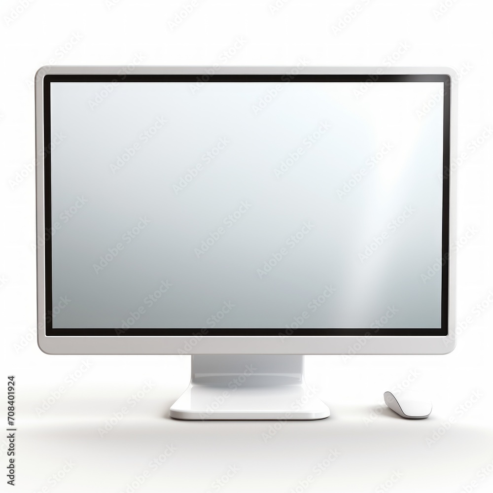 Fototapete Stock image of a desktop computer monitor against a white backdrop Generative AI
