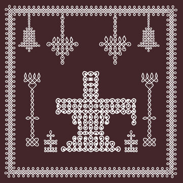 Kapaleeshwarar Kambi Kolam Collage Vector