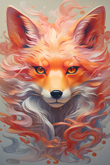 Fototapeta premium red fox on a black background