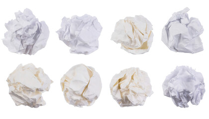 Fototapeta premium Set of crumpled paper balls - isolated