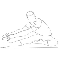 continuous line drawing of man by body yoga vector illustration