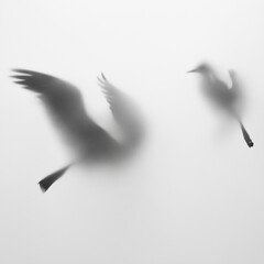 Peaceful Dissolution White Doves Vanishing into the Mist of Turmoil and War