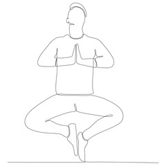 continuous line drawing of man by body yoga vector illustration