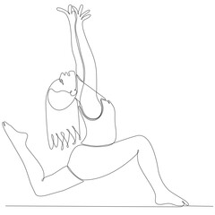 continuous line drawing of woman by body yoga vector illustration