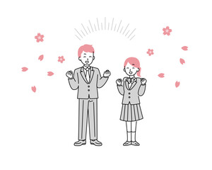 ガッツポーズをする学生