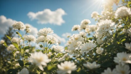 Fototapeta premium flowers and blue sky