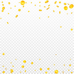 European Union Euro coins falling. Scattered gold