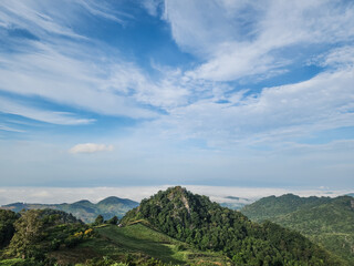 The green landscape view of a mountain in Si Nan National Park, Nan, Thailand.