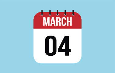 4 March Calendar. March Calendar Vector Illustration.