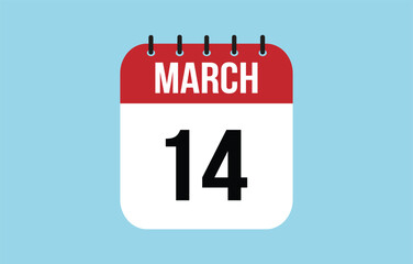 14 March Calendar. March Calendar Vector Illustration.