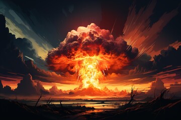 Nuclear bomb mushroom cloud illustration