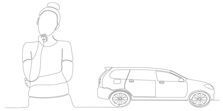 
Continuous Line Of Women Thinking About Wanting To Buy A Car
