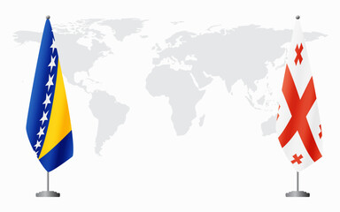 Bosnia and Herzegovina and Georgia flags for official meeting