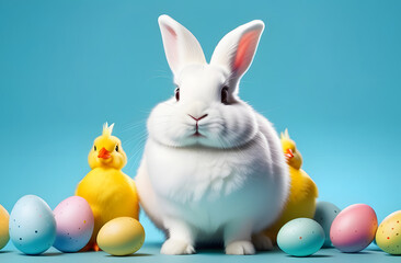 Fototapeta premium easter bunny with eggs. 