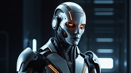 artificial intelligence humanoid android futuristic concept - obrazy, fototapety, plakaty