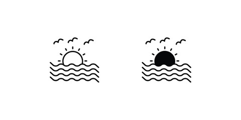 sunset icon with white background vector stock illustration