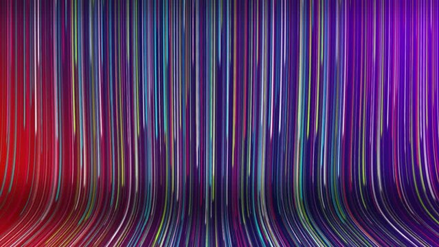 Abstract multicolored lines energy magical glowing falling on a curved blue abstract blue background. Video 4k.