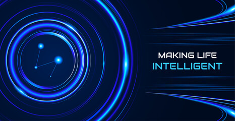 vector futuristic blue portal and speed light background