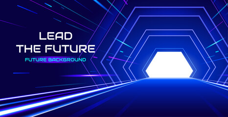 vector futuristic tunnel background with speed lines