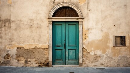 an old teal door similar to italy