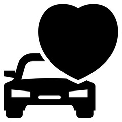 car vehicle heart love solid glyph